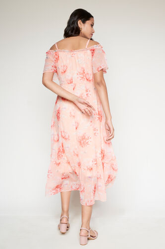 Peach And Orange Floral High-Low Gown, Peach, image 4